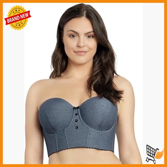 Strapless Longline Bustier Denim Fabric Full Coverage Plus Sizes